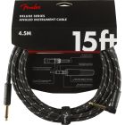 FENDER DELUXE SERIES INSTRUMENT CABLE STRAIGHT/ANGLE 4.5M BLACK TWEED